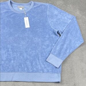 NEW Outerknown L Womens Blue Terry Cloth Sweater